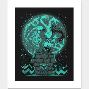 Wolf Howling at Winter Moon Posters and Art